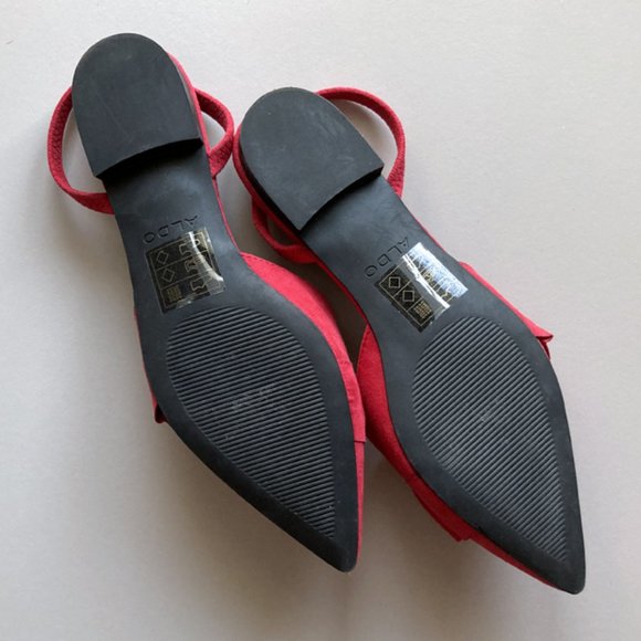 Aldo Red Ruffle Slingback Pointed Toe Flats, sz 6 - Picture 7 of 9